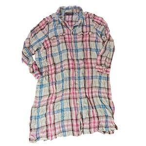 Lane‎ Bryant 24 Plaid Button Down Long Sleeve Shirt Plus Size Tunic Top